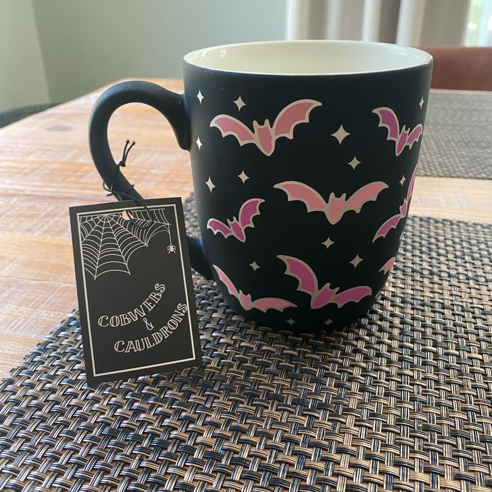 Black Mug with Pink Bats